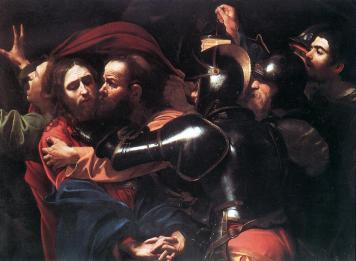 Michelangelo+Merisi+da+Caravaggio+-+La+cattura+sul+monte+degli+ulivi+di+Gesù+Cristo