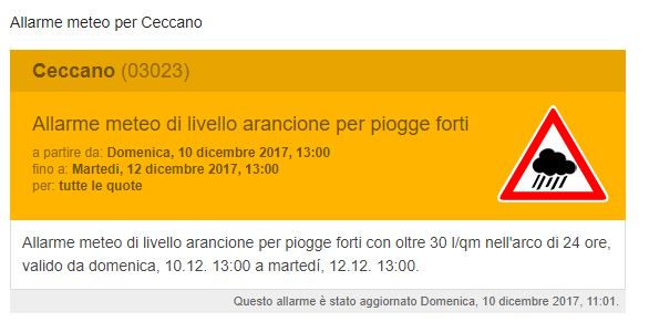 allarme meteo pioggia