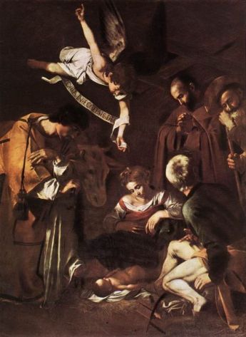 caravaggio Nativita_con_i_santi_Francesco_e_Lorenzo-437x600